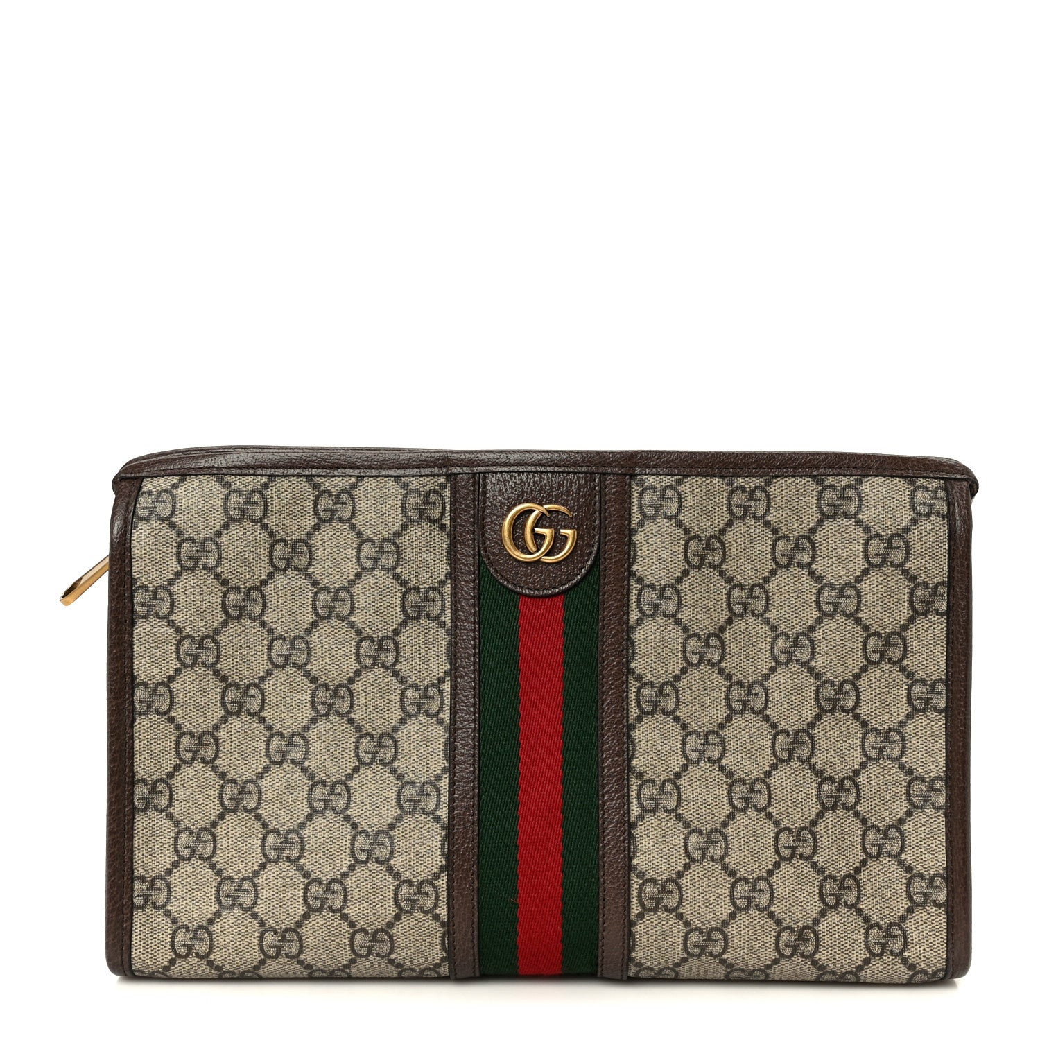 Gucci GG Supreme Monogram Web Ophidia GG Toiletry Case Beige New Acero
