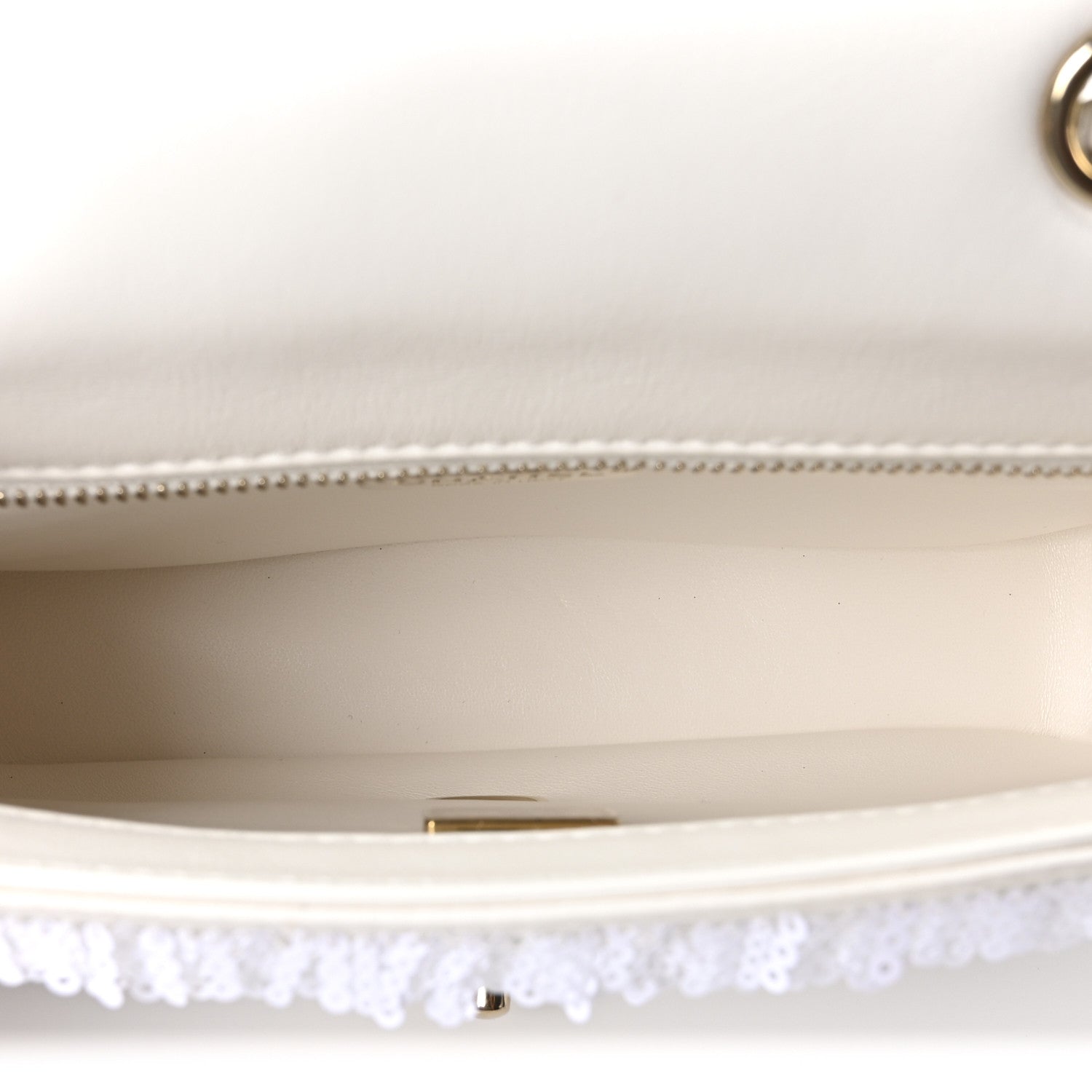 Chanel Sequin Mini Rectangular Flap White