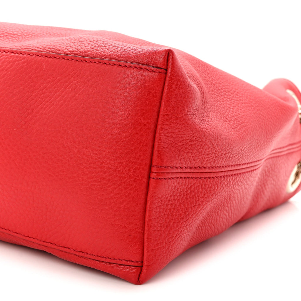 Gucci Pebbled Calfskin Medium Soho Chain Shoulder Bag Tabasco Red