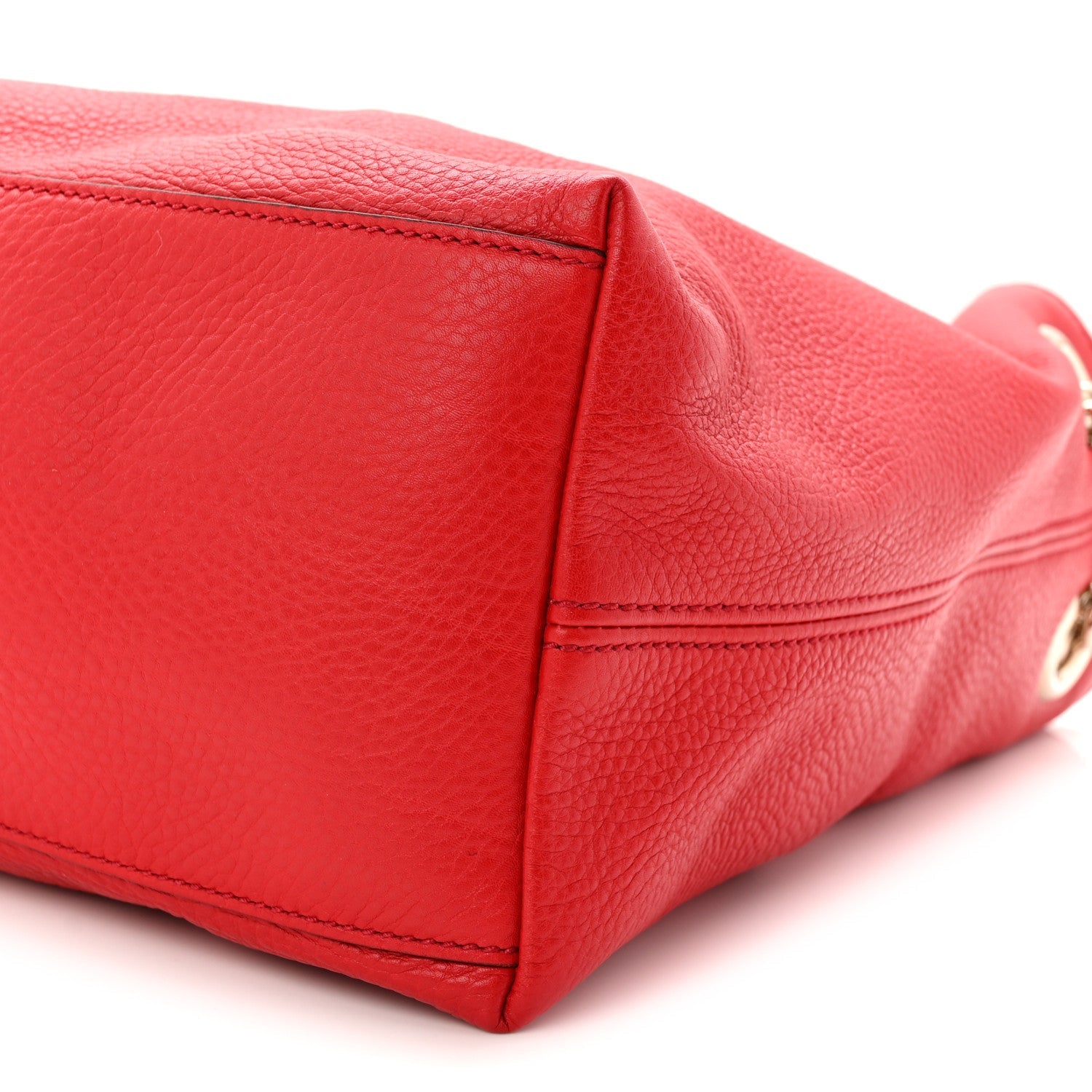 Gucci Pebbled Calfskin Medium Soho Chain Shoulder Bag Tabasco Red