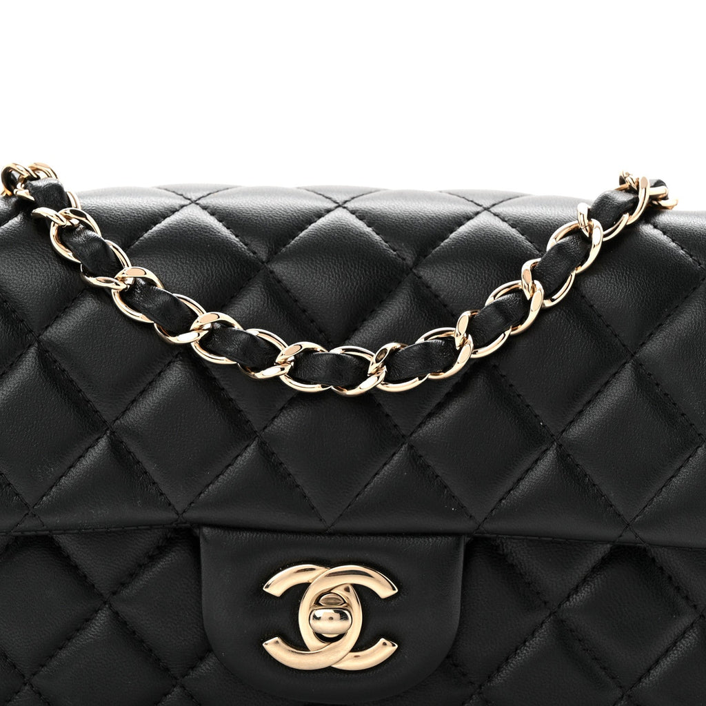Chanel Lambskin Quilted Mini Rectangular Flap Black