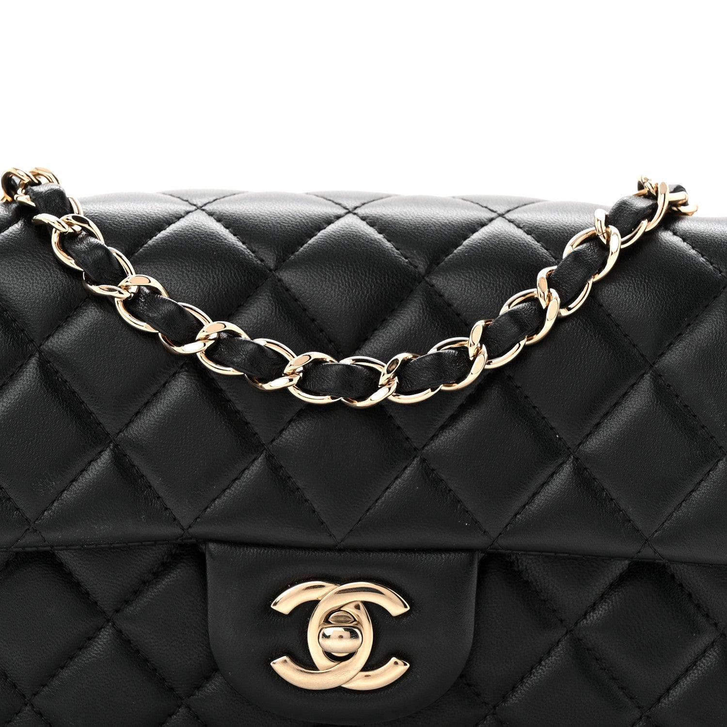 Chanel Lambskin Quilted Mini Rectangular Flap Black