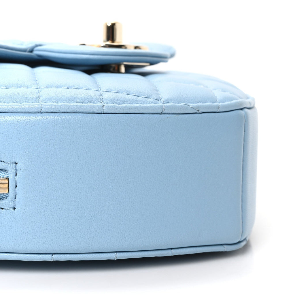 Chanel Lambskin Quilted CC In Love Heart Bag Light Blue