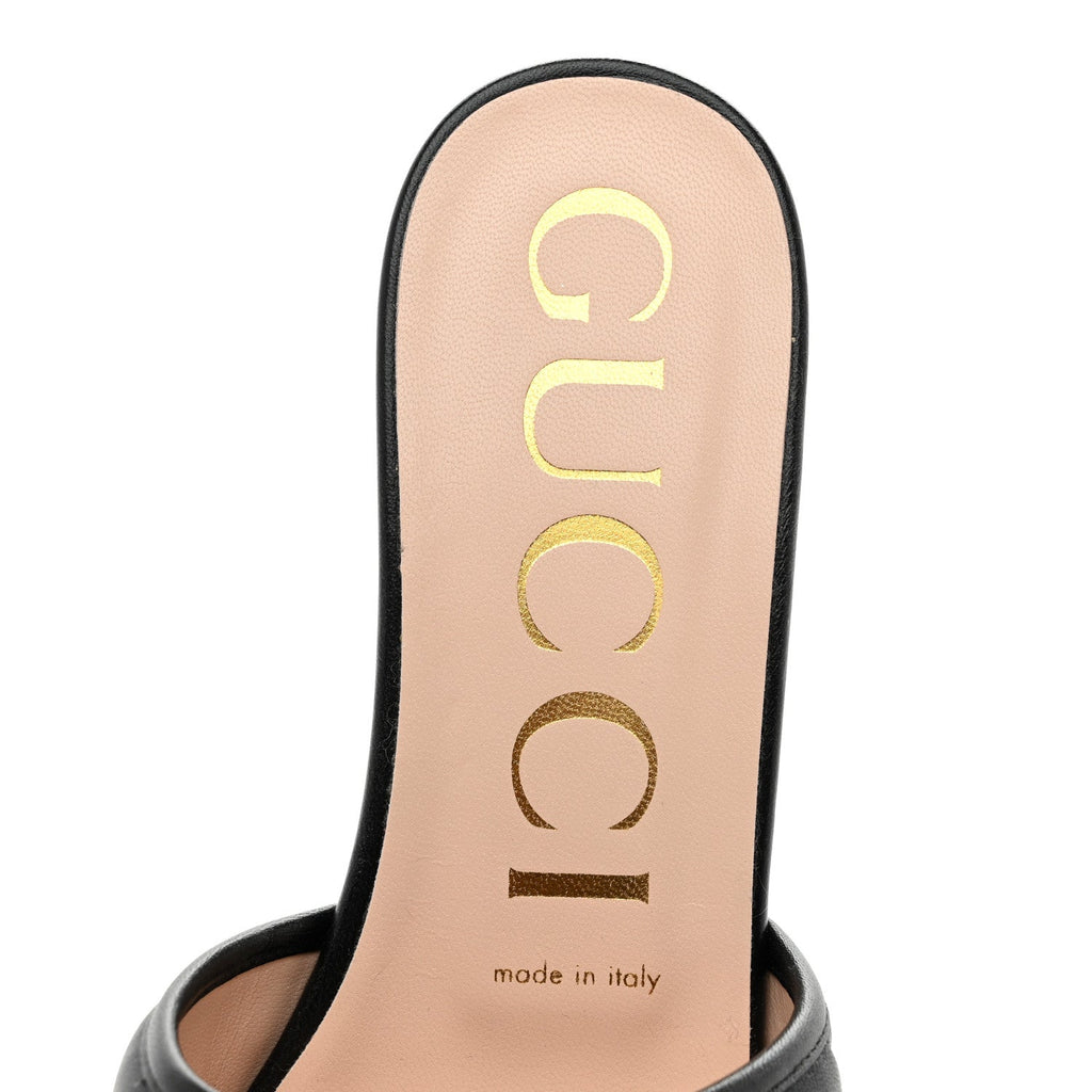 Gucci Nappa Matelasse GG Marmont Flat Slide Sandals 40 Black