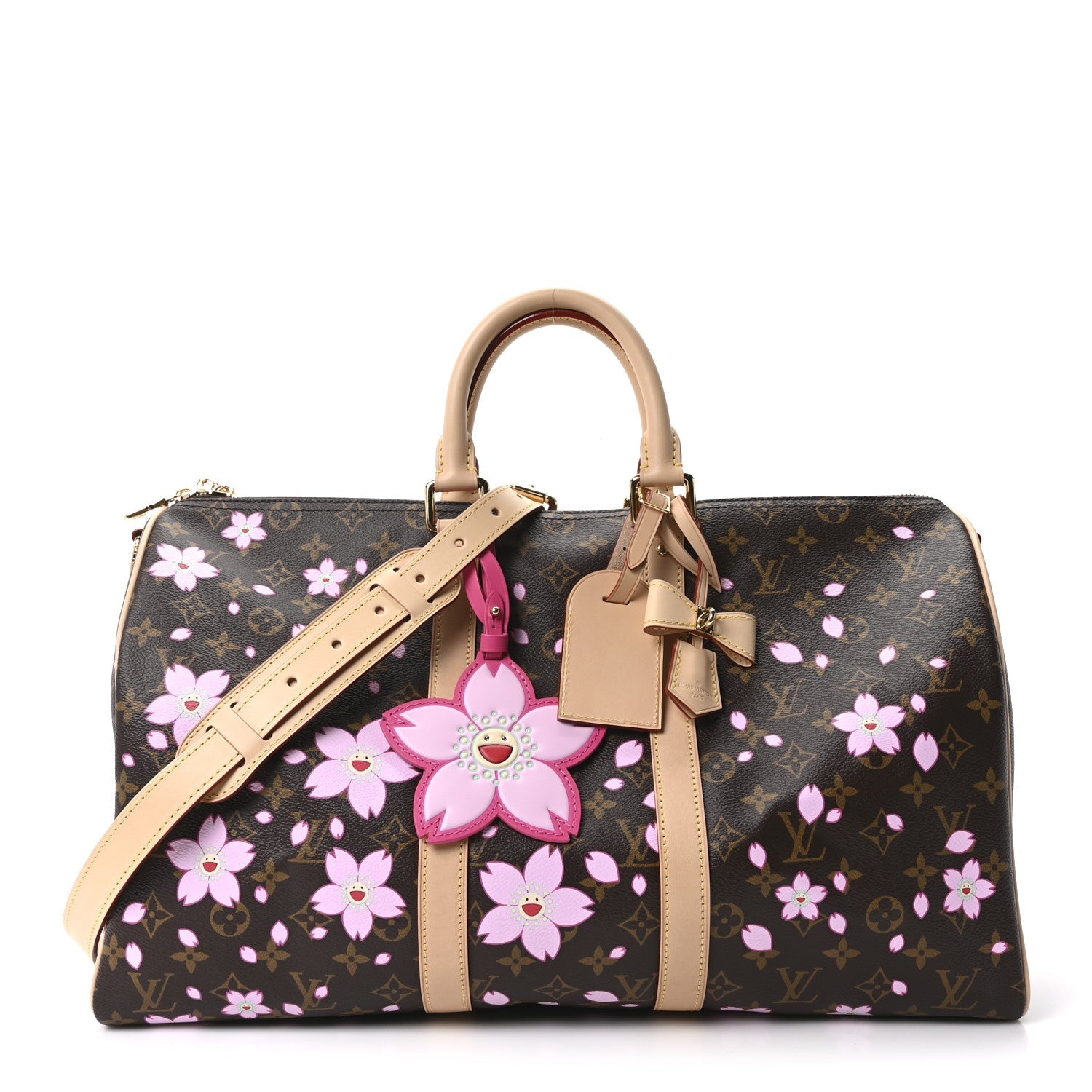 Louis Vuitton LV X TM Monogram Cherry Blossom Keepall Bandouliere 45 Sakura Brown