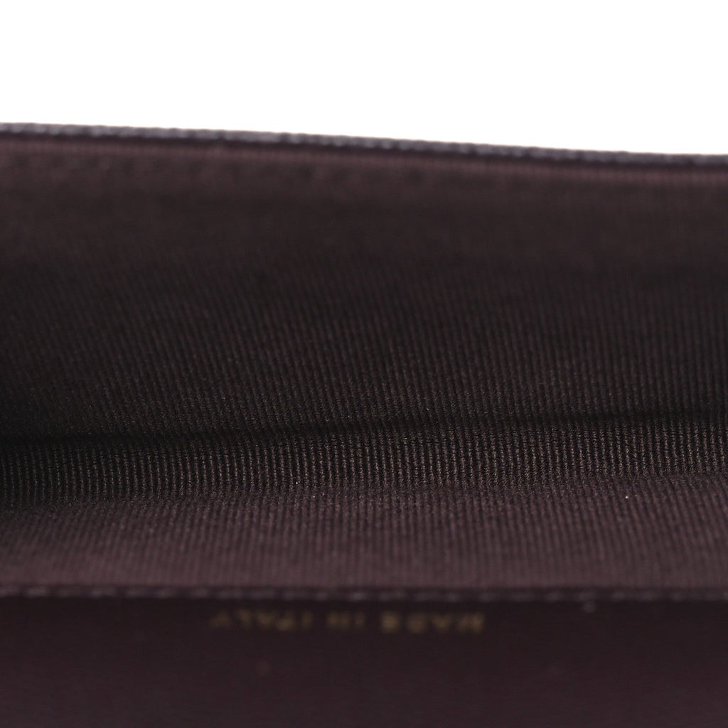 Caviar Quilted Flap Card Holder Wallet Burgundy