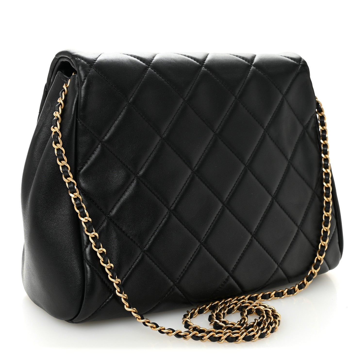 Chanel Lambskin Quilted Side Flap Black