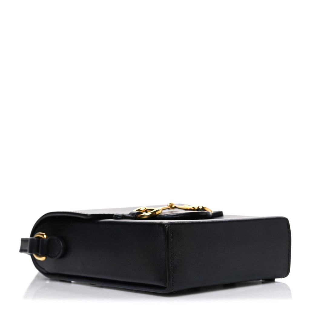 Gucci Boarded Plutone Calfskin Mini Horsebit 1955 Crossbody Bag Black