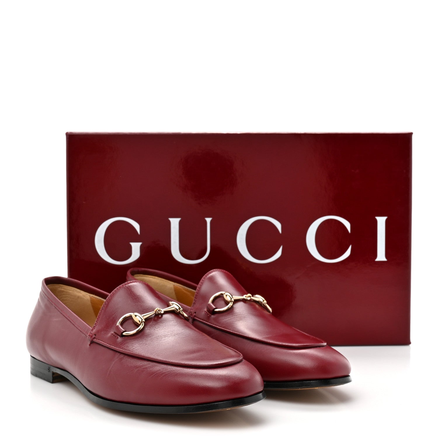 Gucci Betis Glamour Calfskin Womens Jordaan Loafers 37 Rosso Ancora