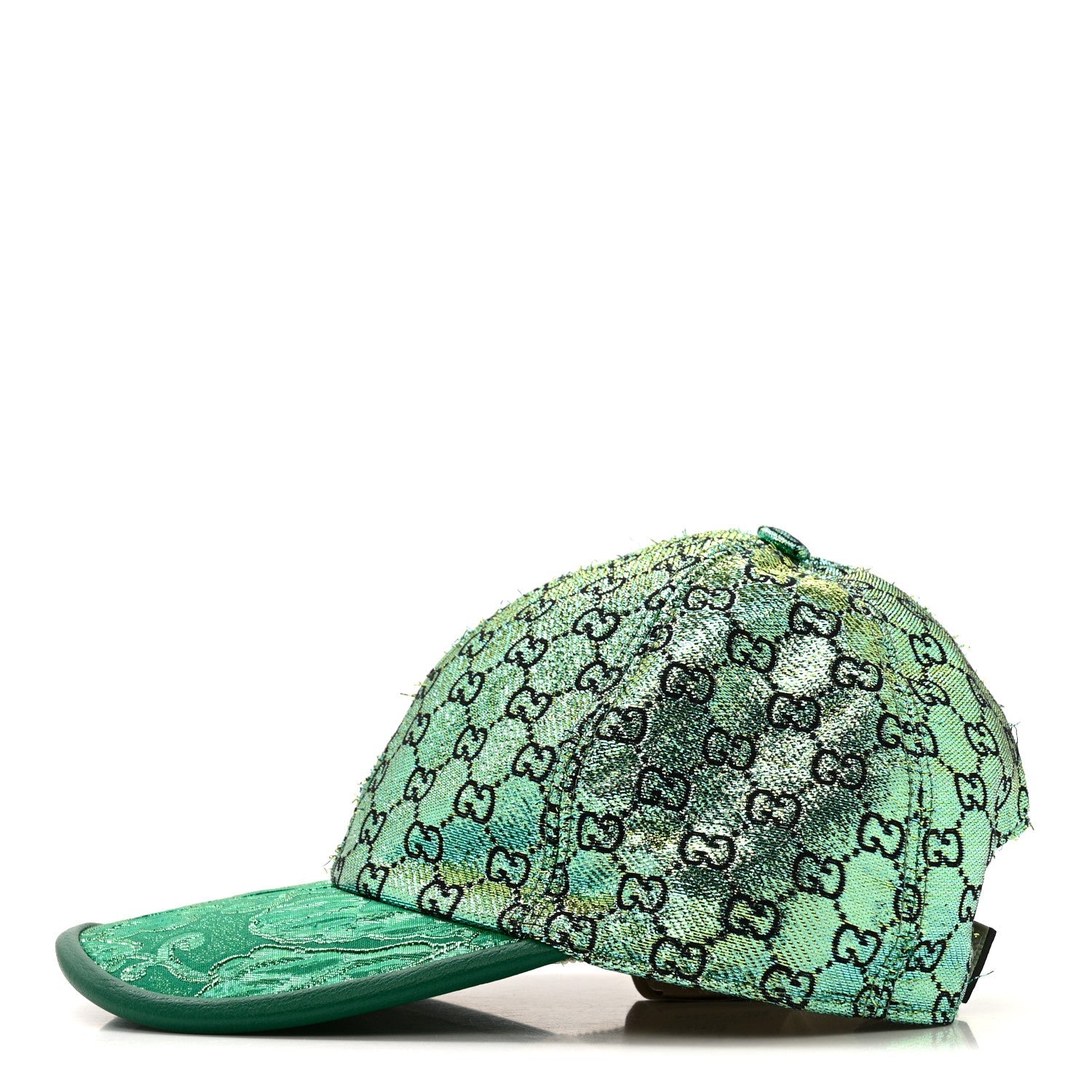Gucci Silk Blend Jacquard Monogram Santa Barbara Baseball Hat S  Green Black Radiant