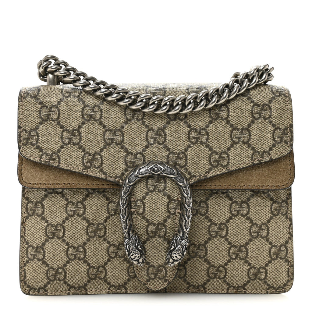 Gucci GG Supreme Monogram Mini Dionysus Shoulder Bag Taupe