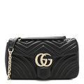 Gucci Lambskin Matelasse Medium GG Marmont Shoulder Bag Black