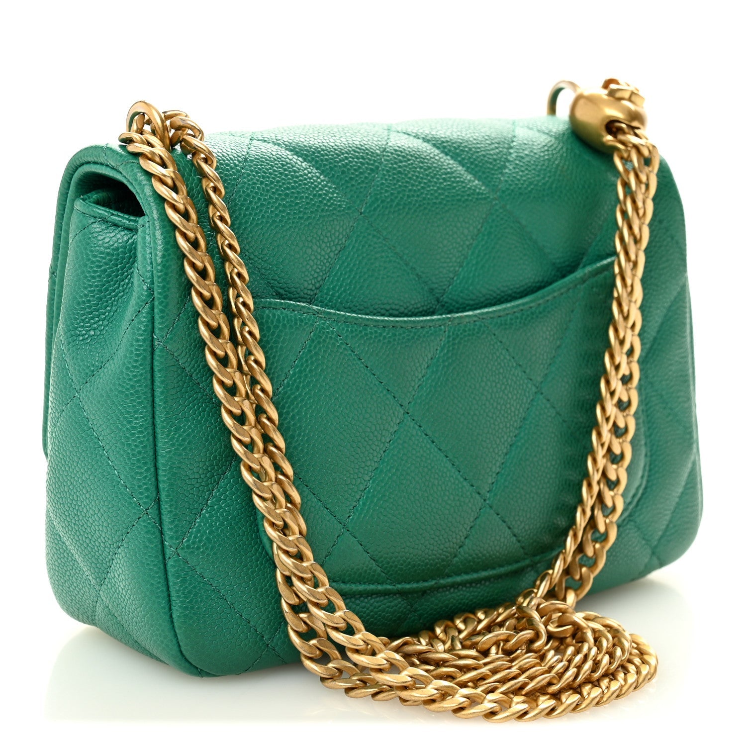 Chanel Caviar Quilted Sweetheart Flap Green