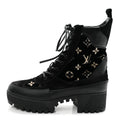 Louis Vuitton Velvet Calfskin Monogram Laureate Platform Desert Boots 40 Black White