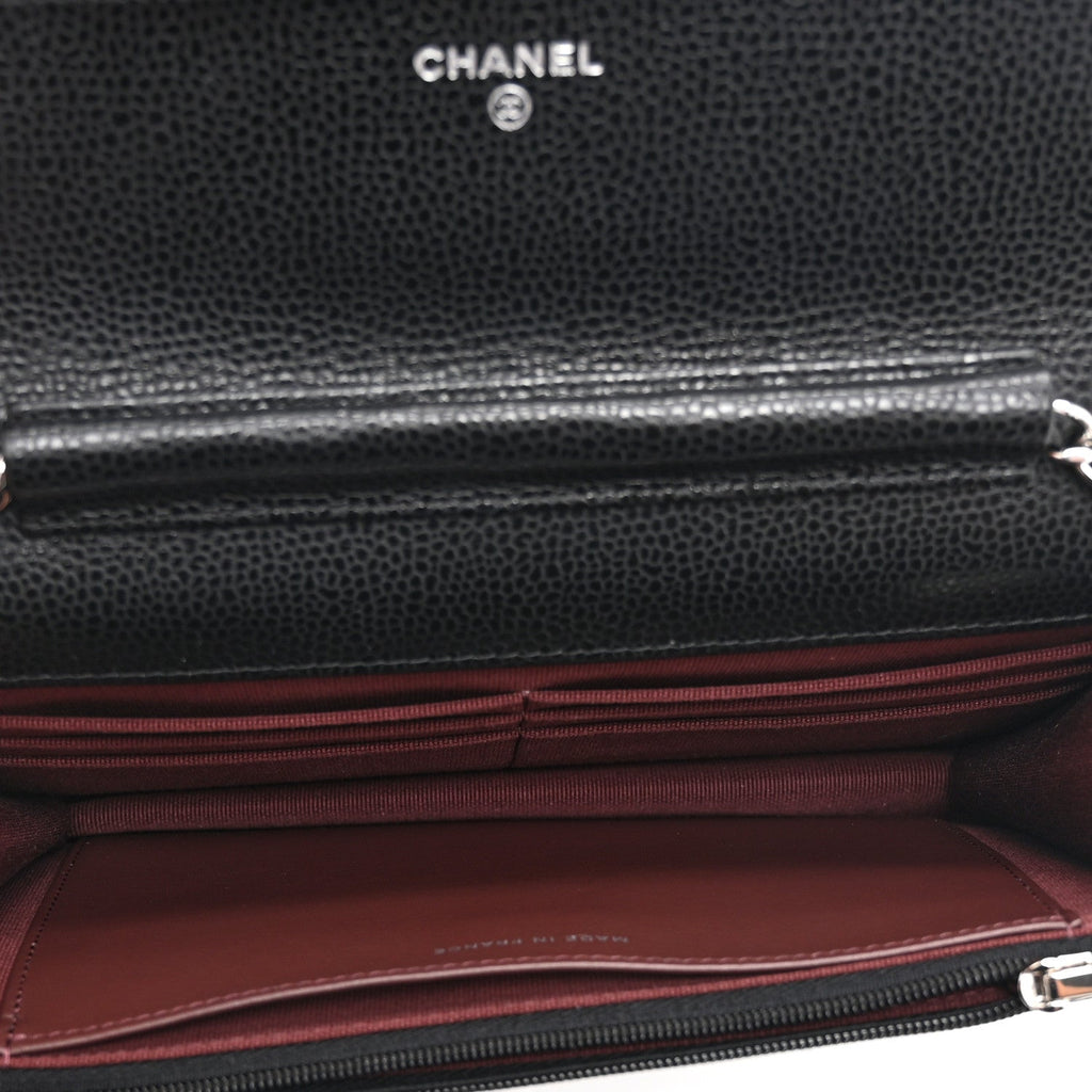 Chanel Caviar Quilted CC Turnlock Wallet On Chain WOC Black