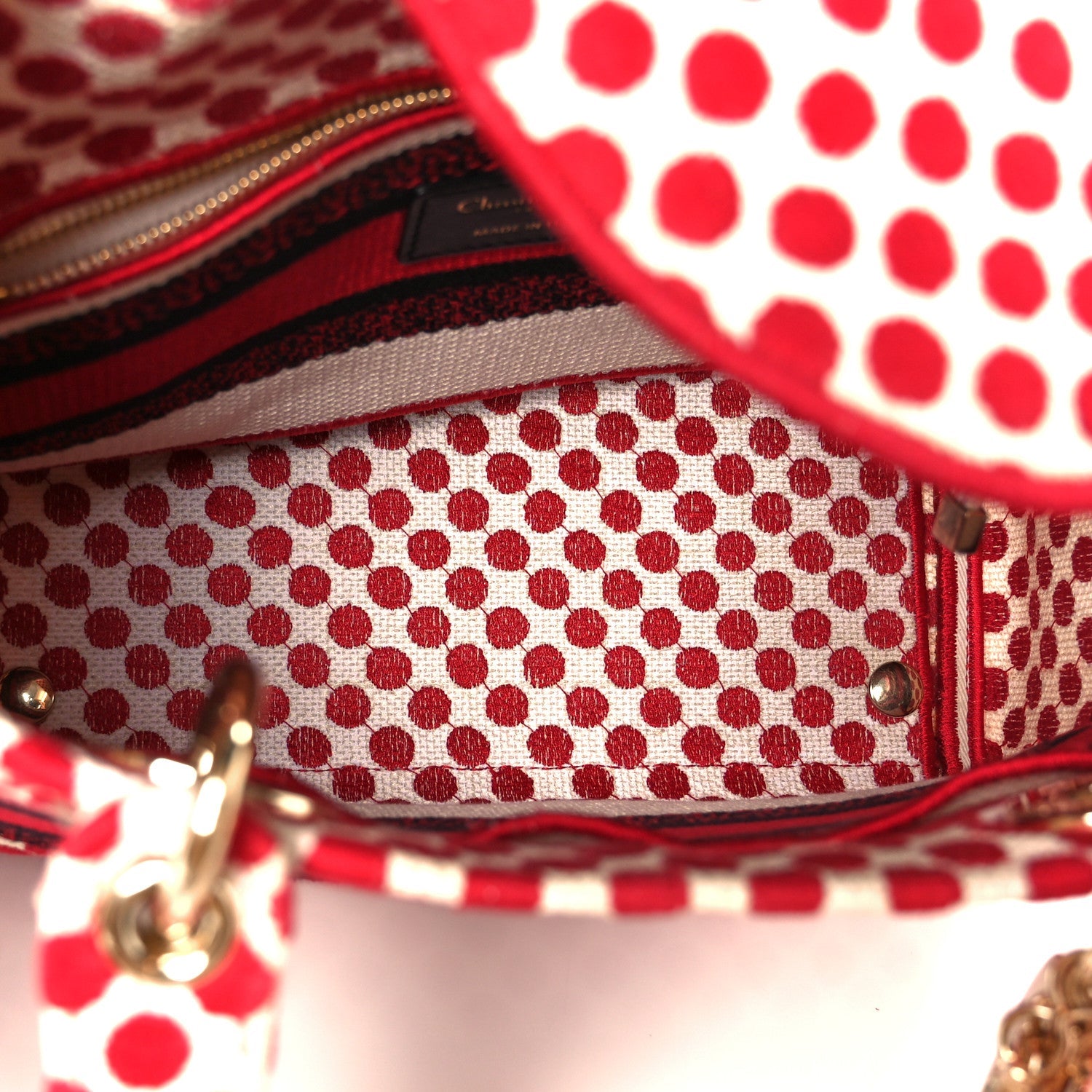 Christian Dior Canvas Medium DiorAmour Dots Lady D-Lite Red