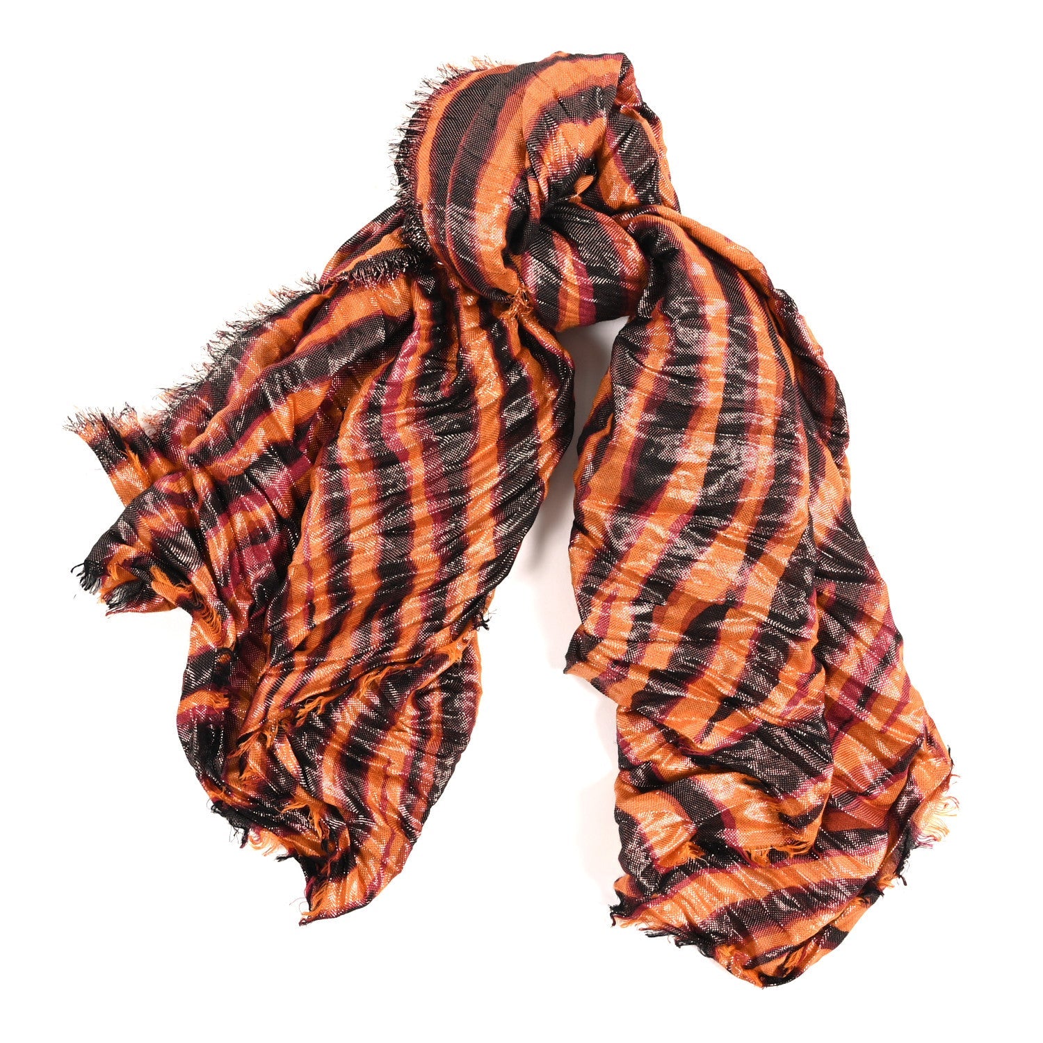 Louis Vuitton Cashmere Silk Tiger Etole Stole Orange Multicolor