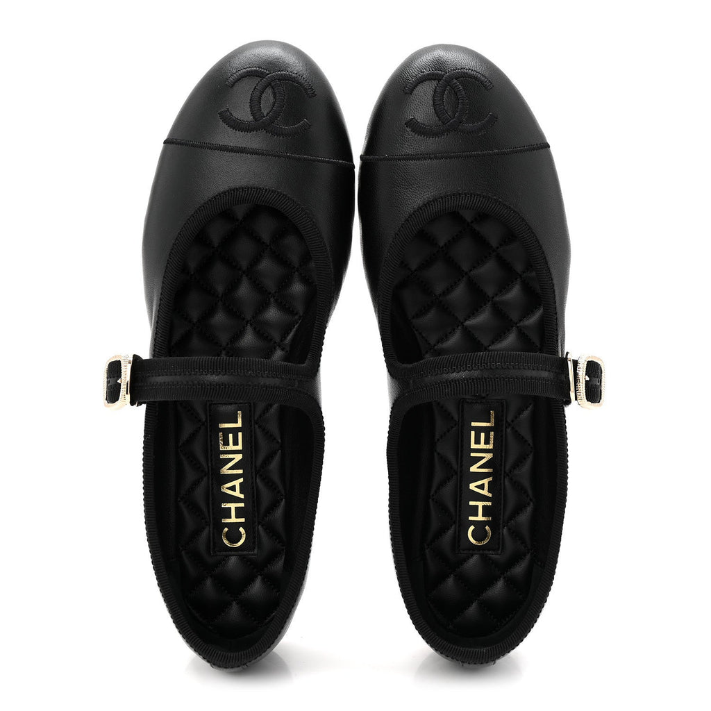 Lambskin Mary Jane Flats 37.5 Black