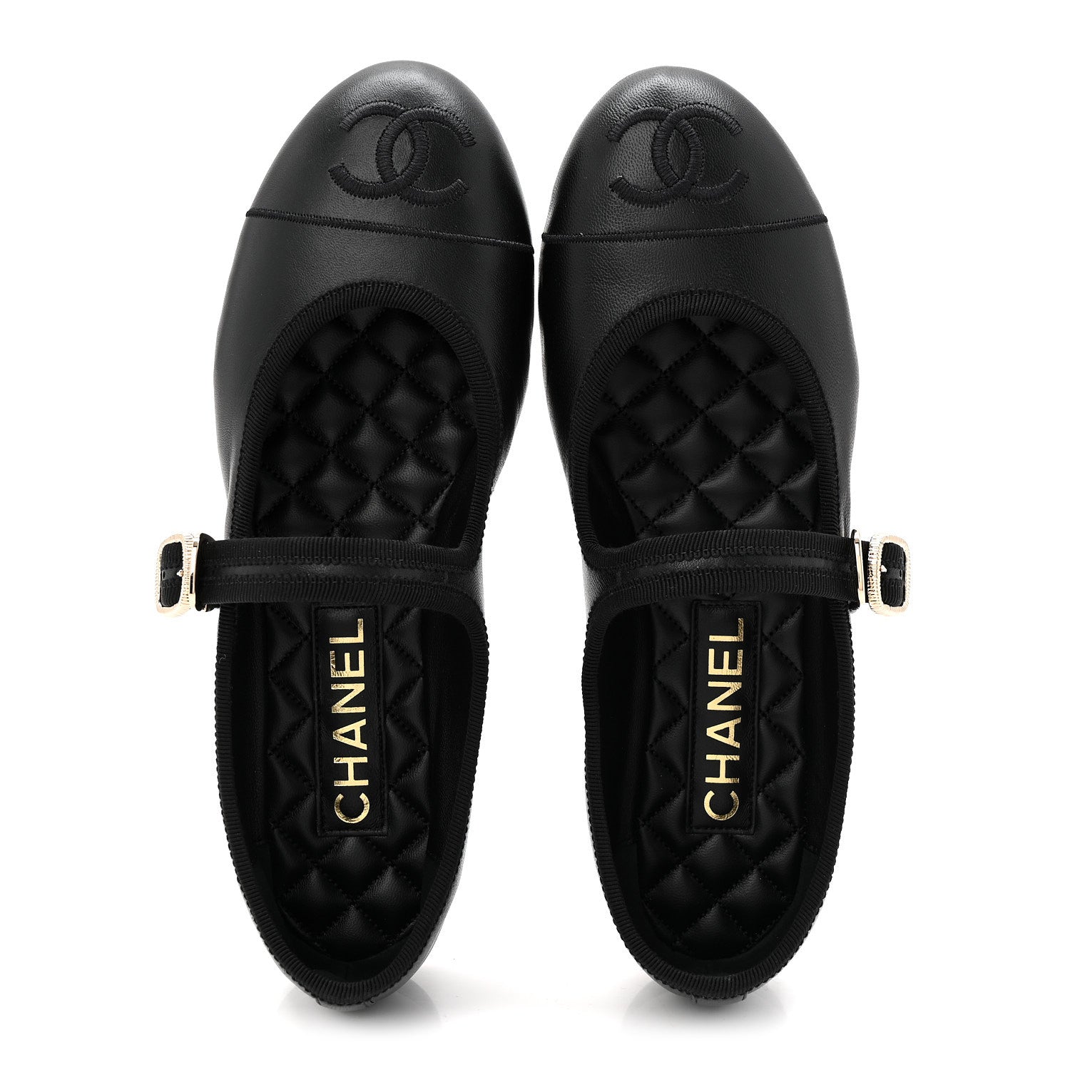Lambskin Mary Jane Flats 37.5 Black
