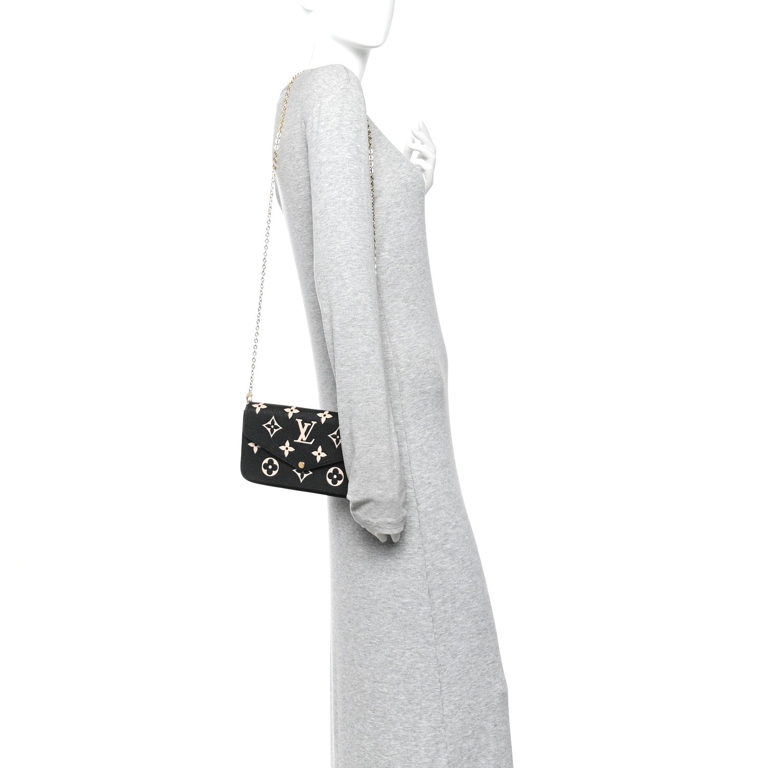 Louis Vuitton Empreinte Monogram Giant Felicie Pochette Black Beige