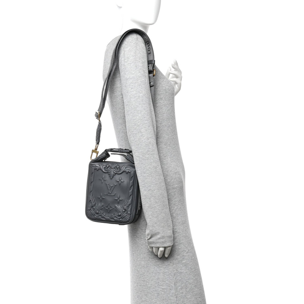 Louis Vuitton Calfskin Monogram Embossed Cruiser Messenger Dark Shadow Gray