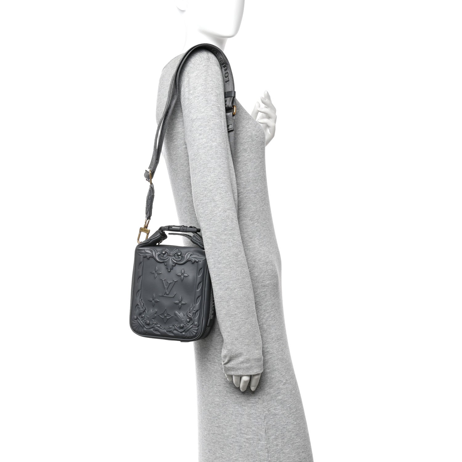 Louis Vuitton Calfskin Monogram Embossed Cruiser Messenger Dark Shadow Gray
