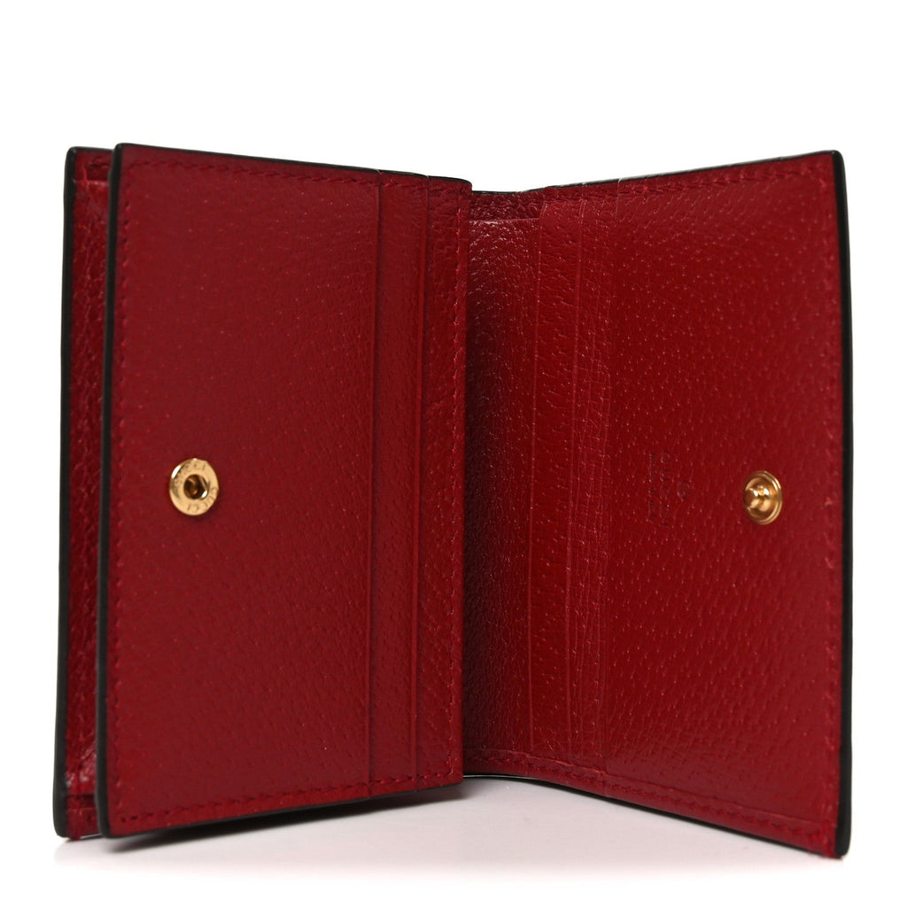 Gucci GG Supreme Monogram Tian Card Case Beige Multicolor Red