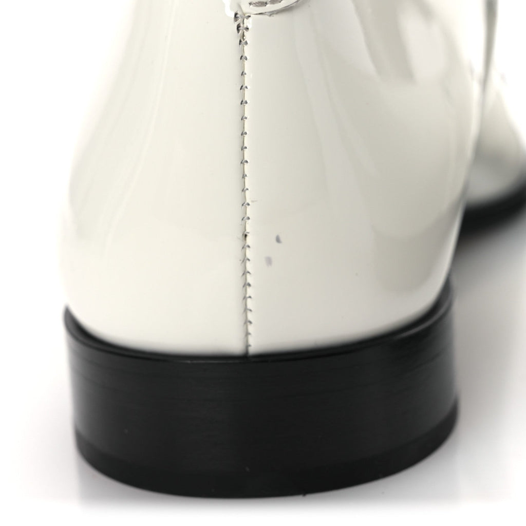 Patent Calfskin Mary Janes Flats 39 White Black