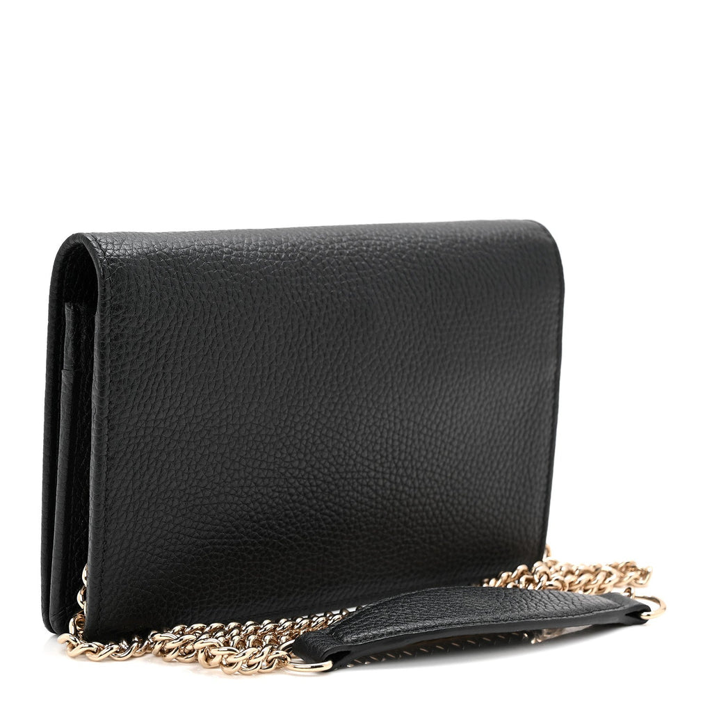 Gucci Pebbled Calfskin Soho Wallet On Chain Black
