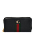 Gucci Calfskin Web Ophidia Zip Around Wallet Black