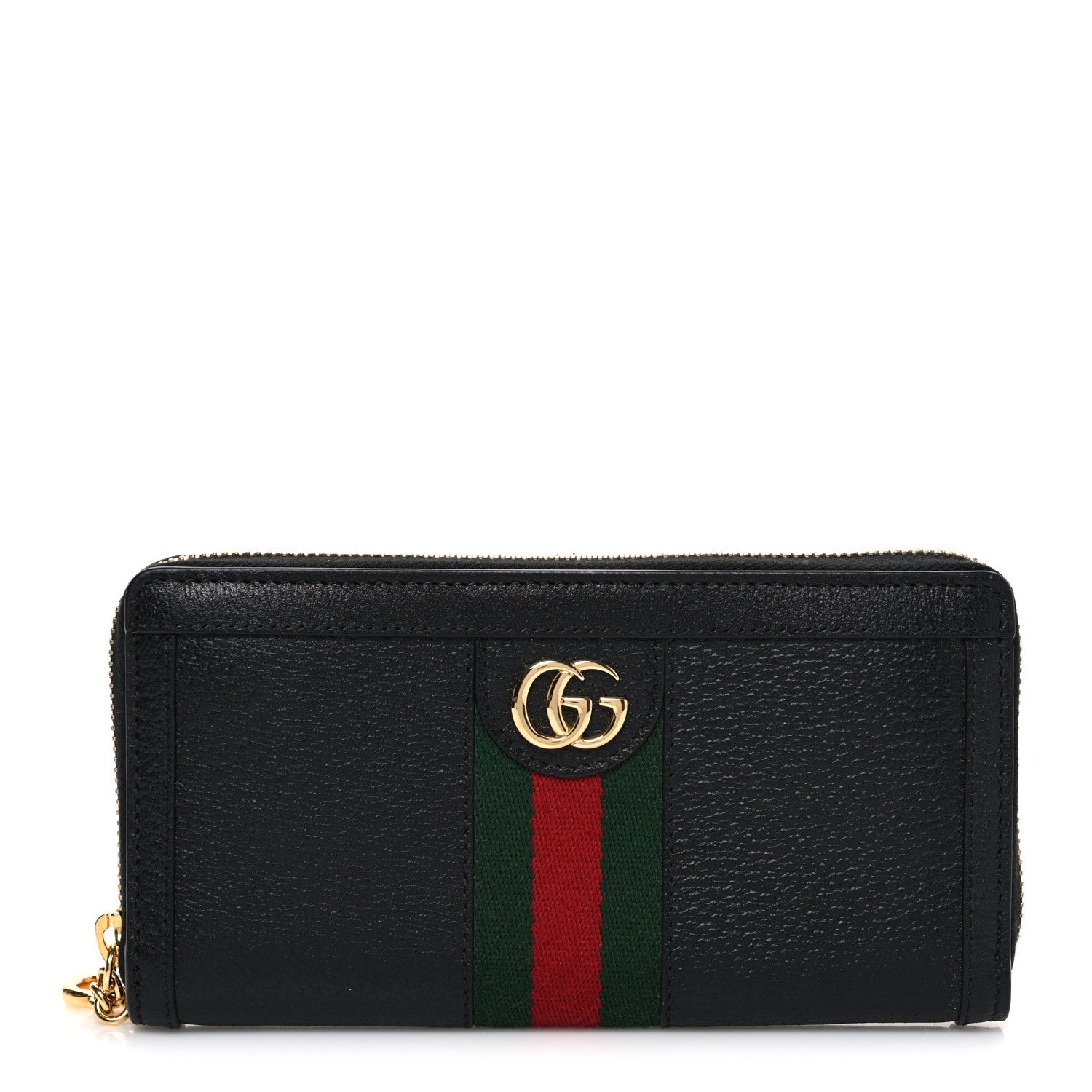 Gucci Calfskin Web Ophidia Zip Around Wallet Black