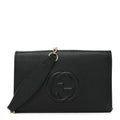 Gucci Pebbled Calfskin Soho Wallet On Chain Black