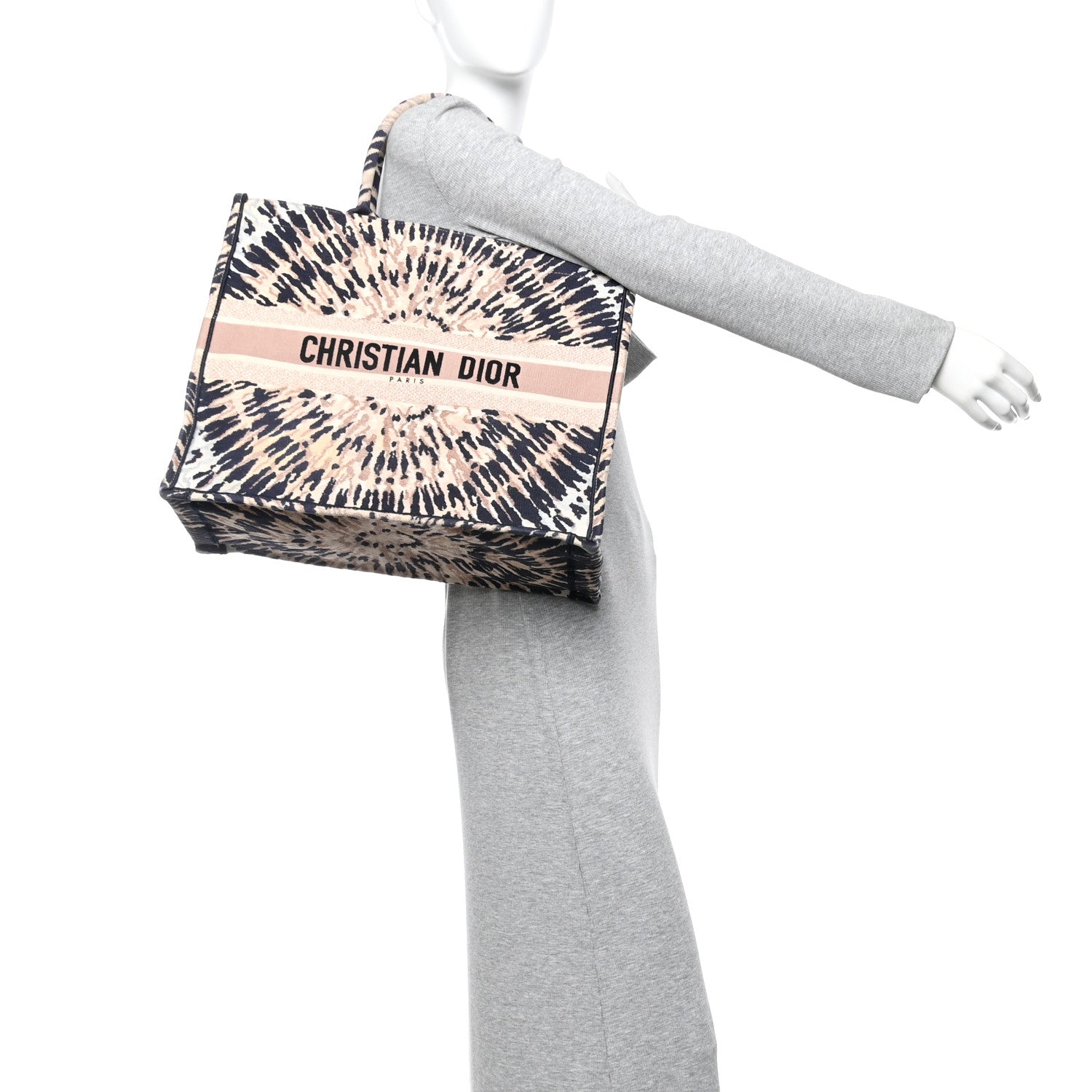 Christian Dior Canvas Embroidered Tie Dye Large Book Tote Multicolor