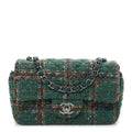 Chanel Tweed Quilted Mini Rectangular Flap Green