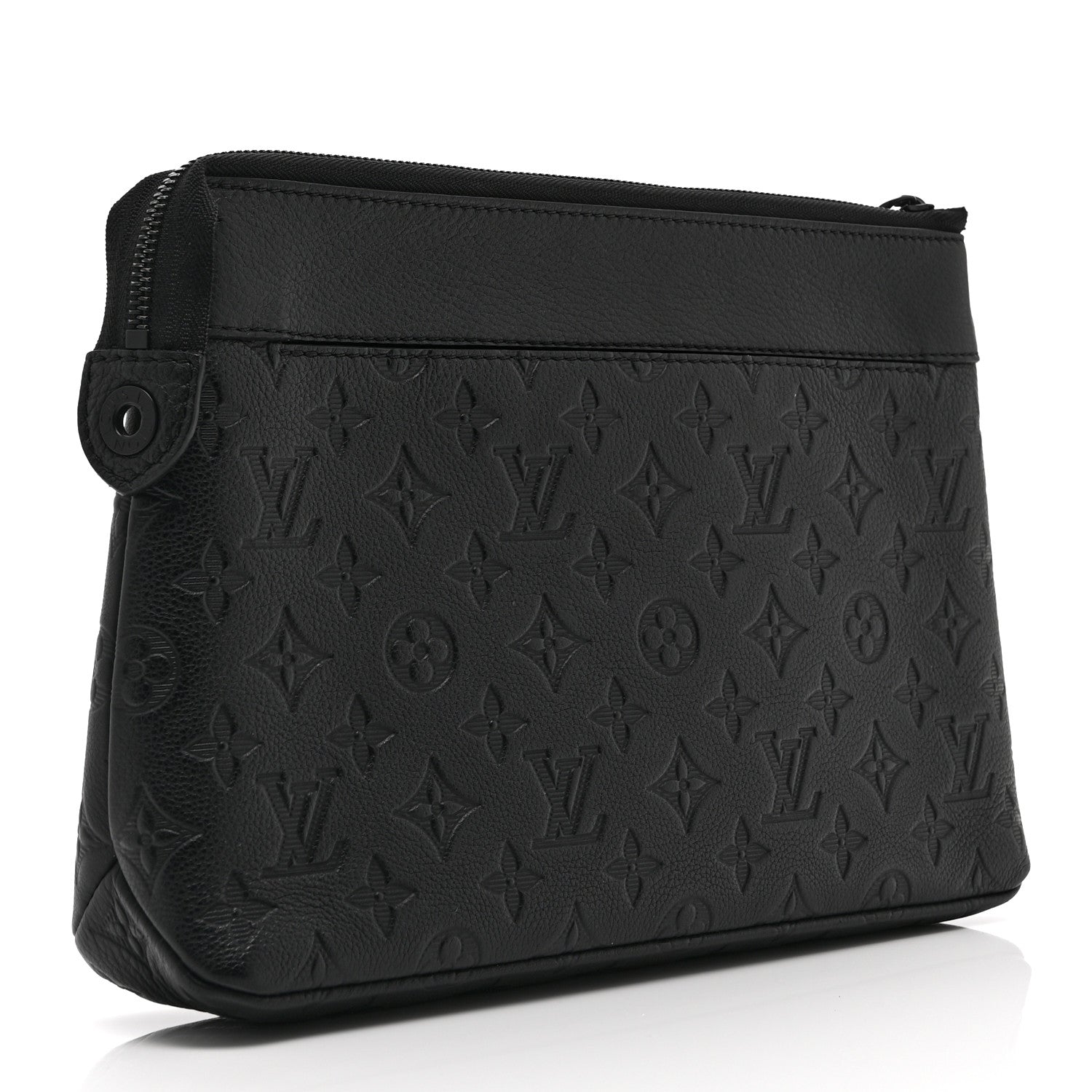 Louis Vuitton Shadow Calfskin Monogram Pochette Voyage Souple Black