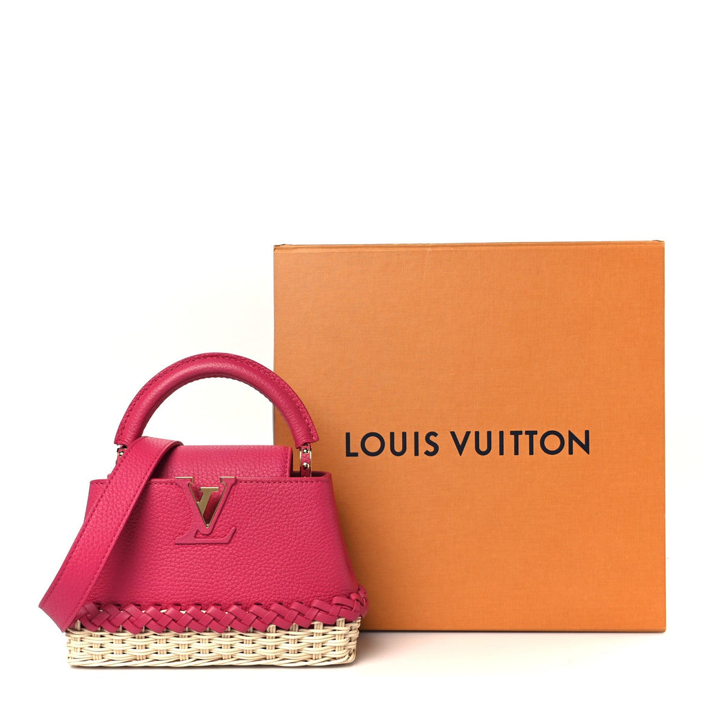Louis Vuitton Rattan Taurillon Capucines Mini Magenta