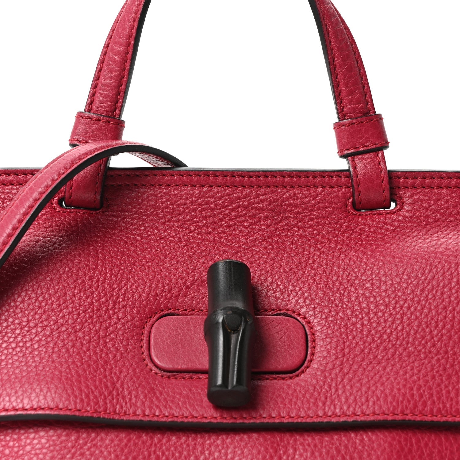 Gucci Cellarius Calfskin Small Bamboo Daily Top Handle Bag  Dark Pink