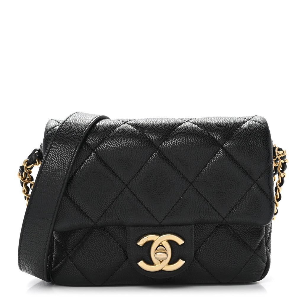 Chanel Caviar Quilted Mini Twist Your Buttons Flap Black
