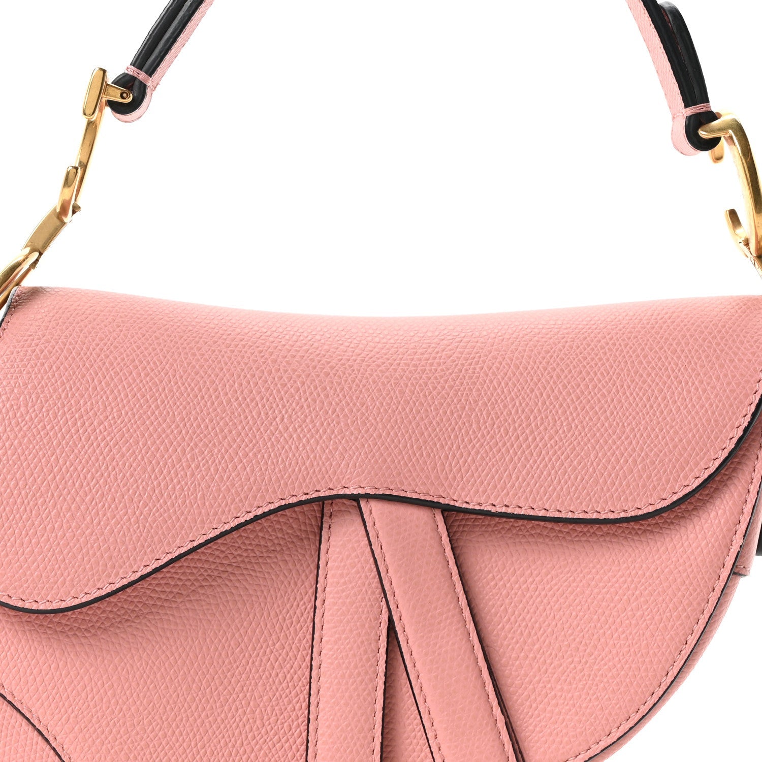 Christian Dior Grained Calfskin Mini Saddle Bag Pink