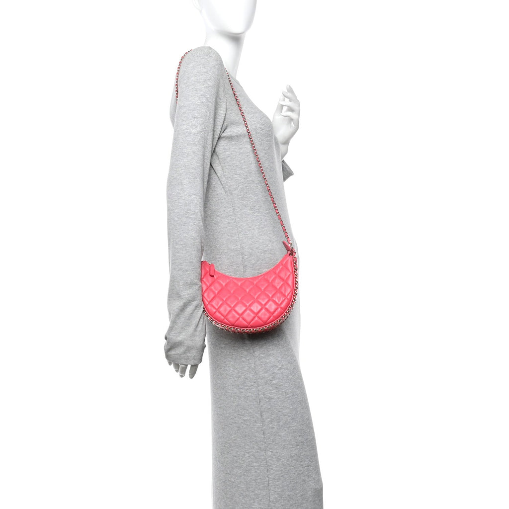 Chanel Lambskin Quilted Small Hobo Bag Pink