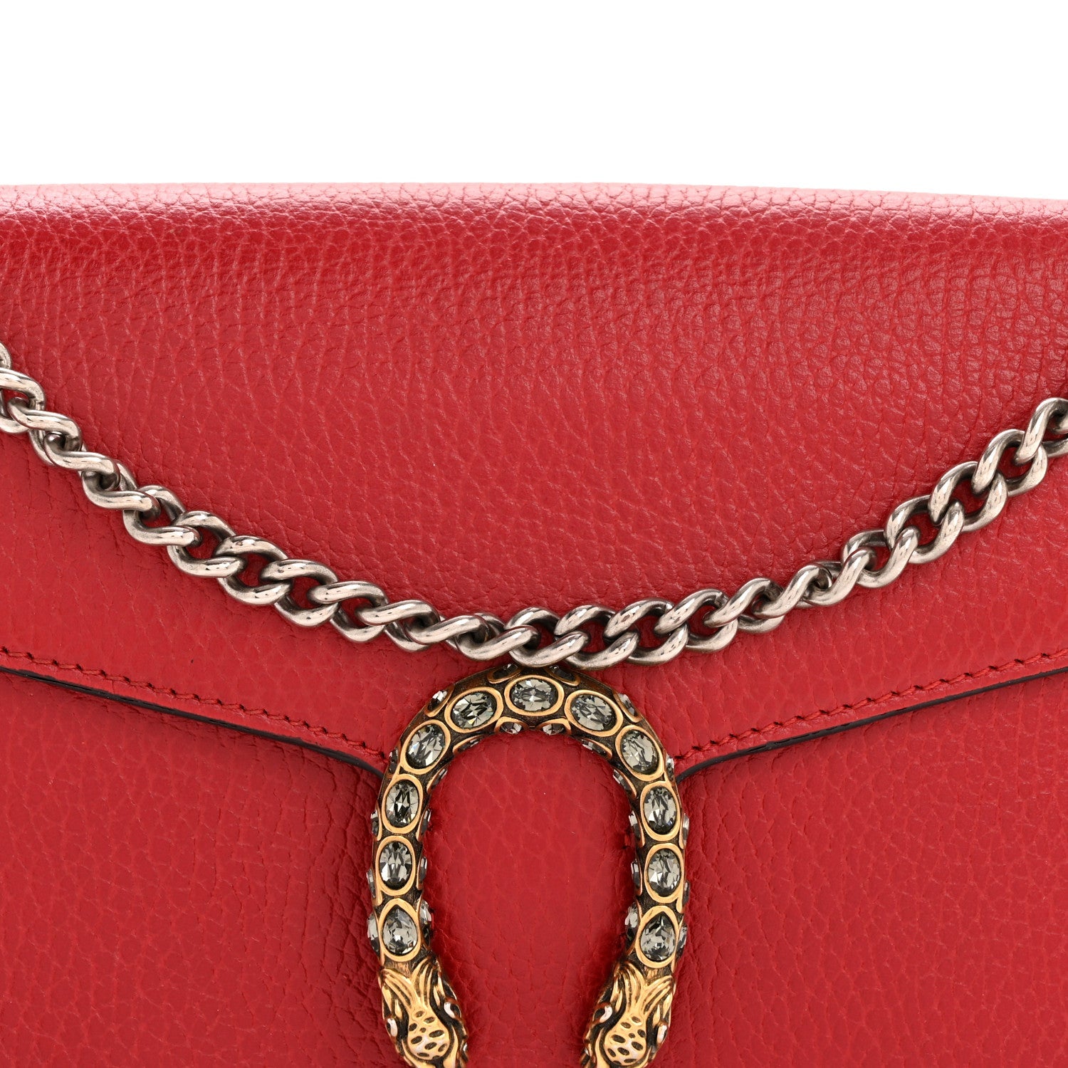 Gucci Calfskin Mini Dionysus Chain Wallet Hibiscus Red
