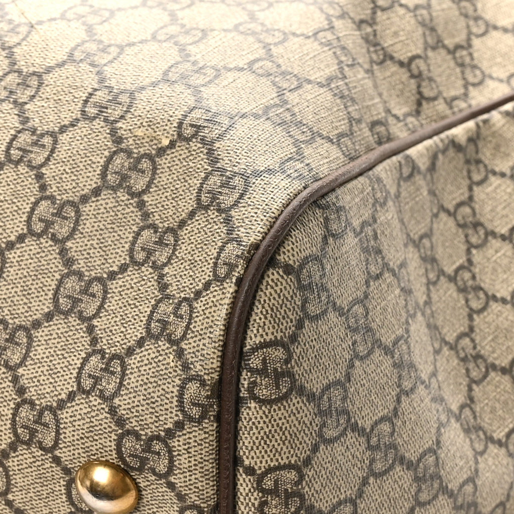 Gucci GG Supreme Monogram Textured Dollar Calfskin Web Medium Ophidia Carry-On Duffle Bag Beige Ebony New Acero