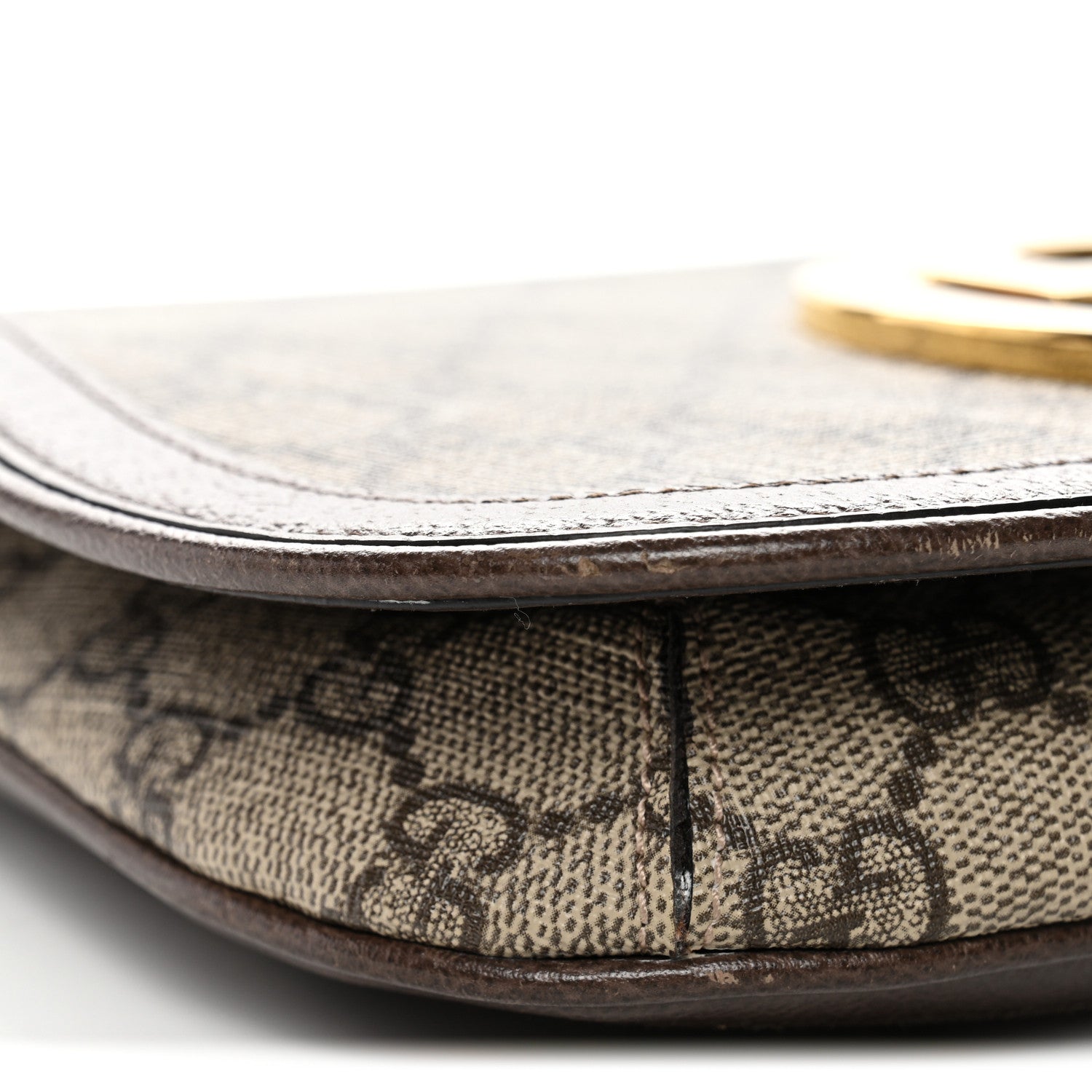 Gucci GG Supreme Monogram Textured Dollar Calfskin Blondie Chain Shoulder Flap Bag Beige Ebony New Acero