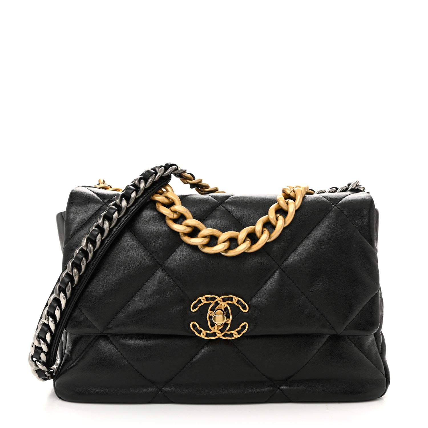 Chanel Lambskin Quilted Large Chanel 19 Flap Black