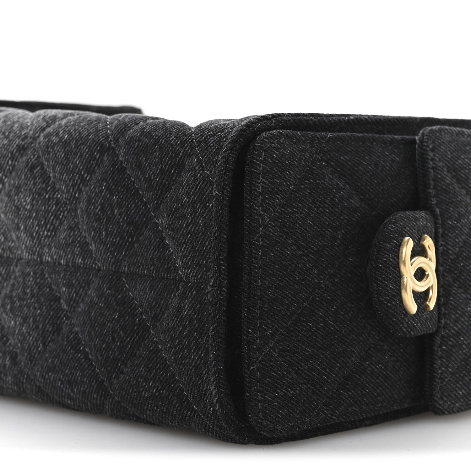 Chanel Washed Denim Quilted Mini Chanel 25 Handbag Black