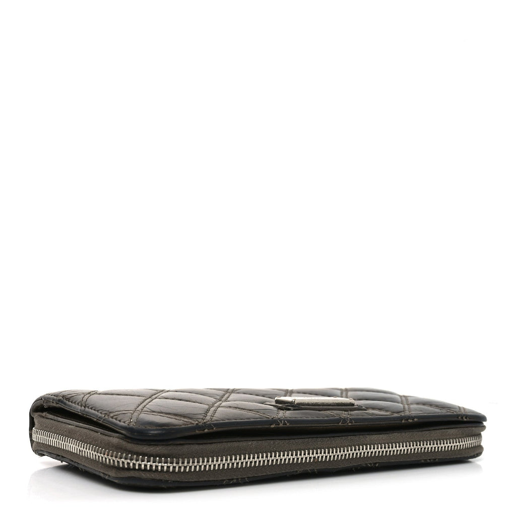 Metallic Aged Calfskin Quilted Paris New York PNY Wallet Dark Gold