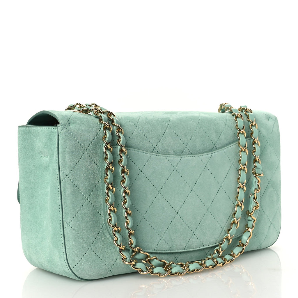 Chanel Suede Calfskin Small Souplissimo Maxi Flap Green