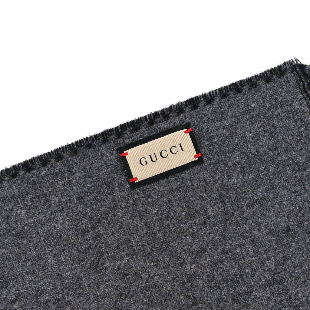 Gucci Wool Cashmere Interlocking G Scarf Grey Black