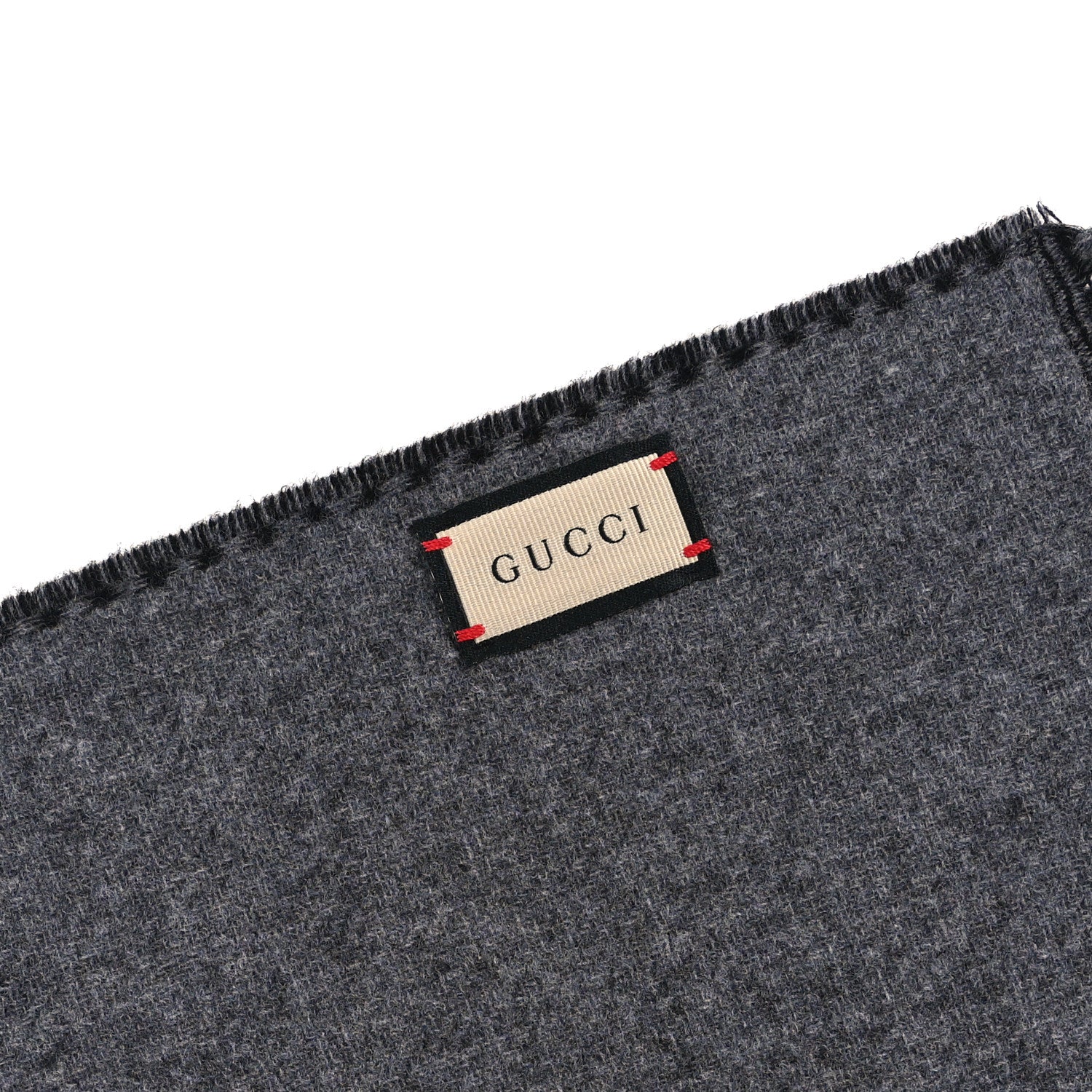 Gucci Wool Cashmere Interlocking G Scarf Grey Black