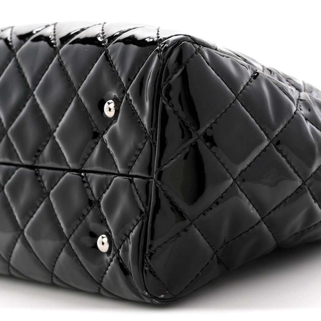 Chanel Patent Quilted Large Coco Shine Shopping Tote Black